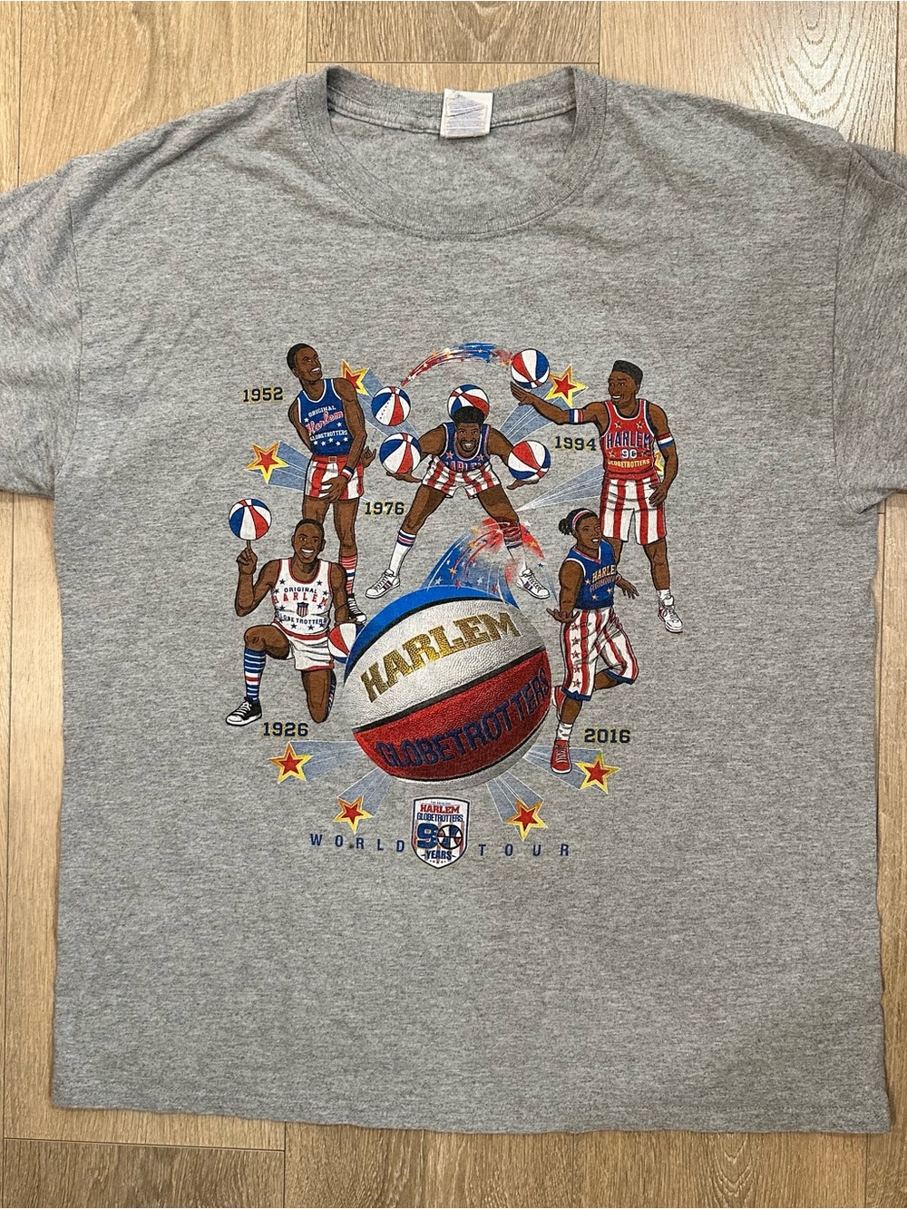 Vintage Harlem Globetrotters Gray Short Sleeve Tee - Graphic Team Logo